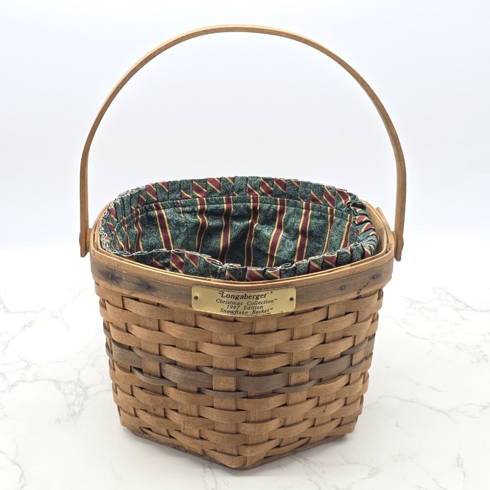 Vintage Longaberger 1997 Christmas Snowflake Basket Liner Protector USA Holiday